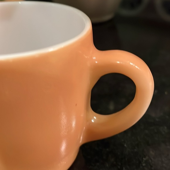 Vintage Hazel Atlas Beige / Brown Milk Glass Coffee Mug - Set of 2 - Picture 6 of 6